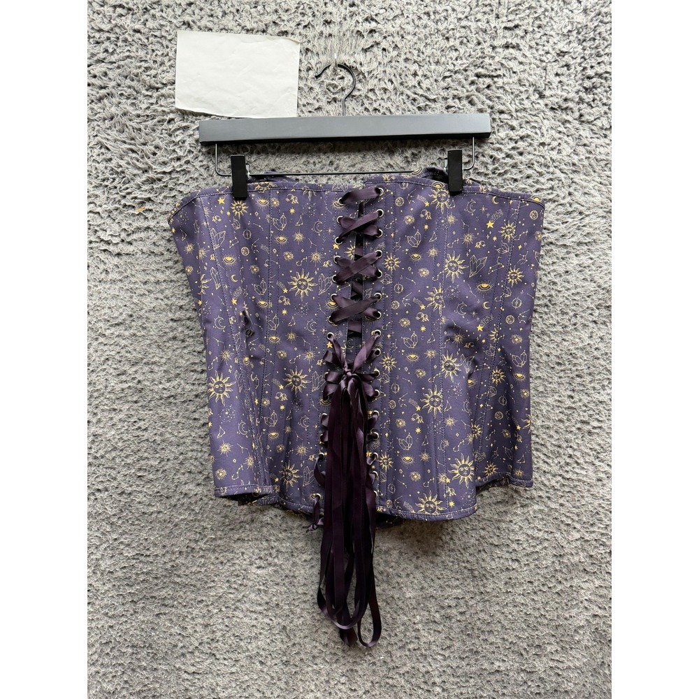 NWOT Corset Story Mystic Galaxy Indigo Gold Longline Overbust Corset Size UK 22 - Picture 2 of 12